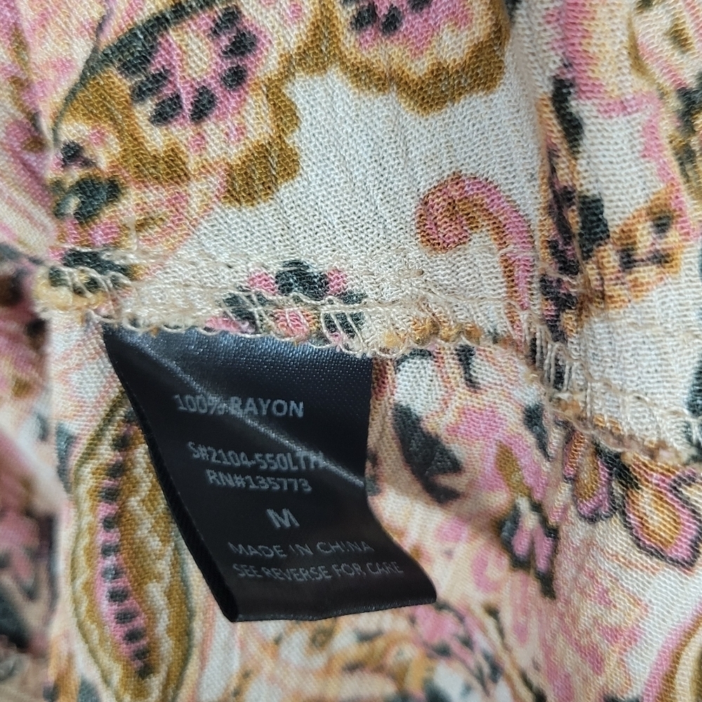 Vici Boho Paisley Peplum Tie Waist Deep V Neck Top Size Small - Picture 11 of 11